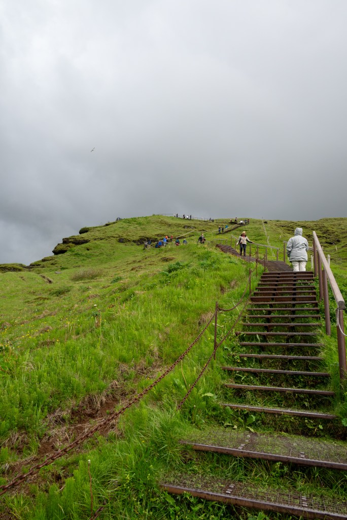 Stairway to the top of Skogafoss