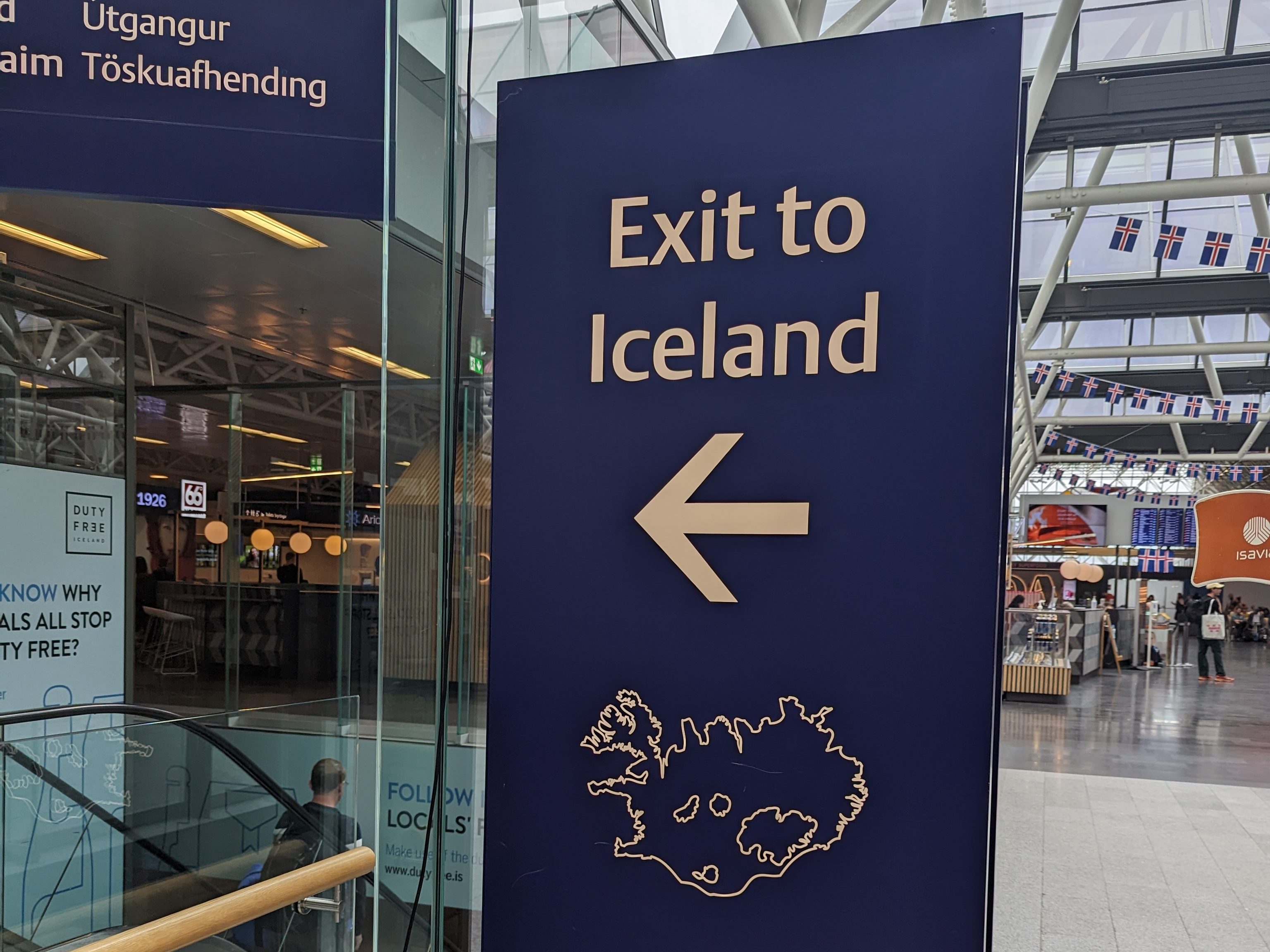 Exit to Iceland sign in the Keflavik Airport
