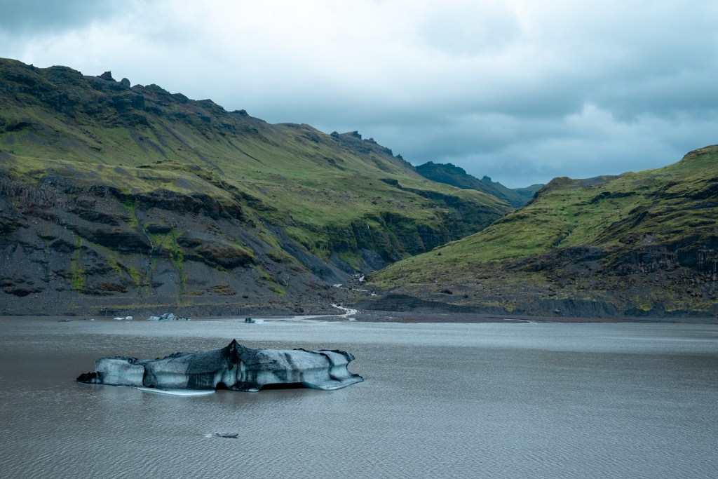 A remnant of the Sólheimajökull Glacier in Iceland