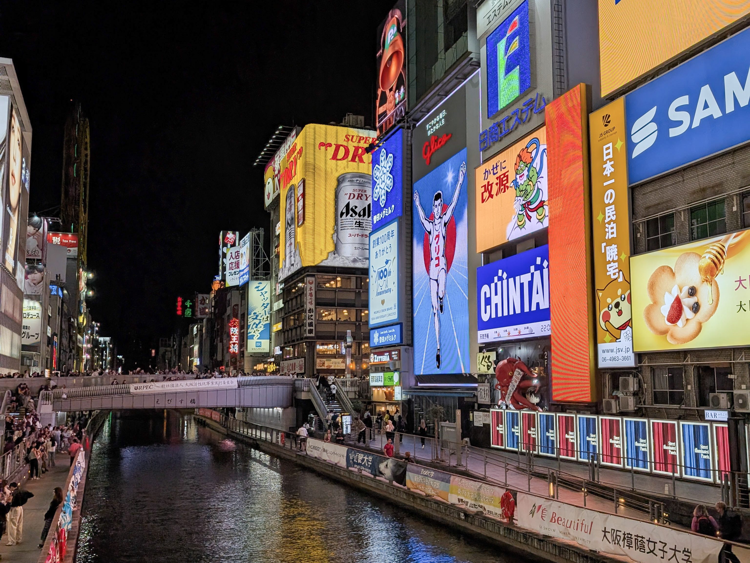 Dotonbori and the Glico running man sign at night